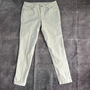 Men's Lululemon ABC Classic Fit Stretch White Cotton Chino Work Pants Sz 34 X 34